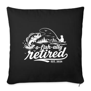 Officiellement Retraité 2026 | Humour Pêche - Housse de coussin décorative 45 x 45 cm - noir - Devant