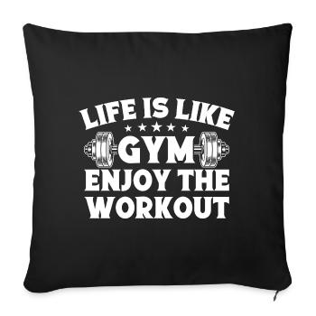La vie de bodybuilder en powerlifting ressemble à la salle de sport - Housse de coussin décorative 45 x 45 cm - noir - Devant