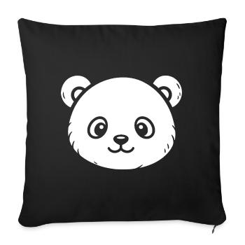 Croquis de panda mignon – Motif d’animal duveteux - Housse de coussin décorative 45 x 45 cm - noir - Devant