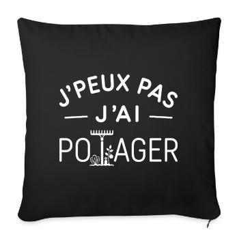 Potager Humour Cadeau Passionné de Légumes - Housse de coussin décorative 45 x 45 cm - noir - Devant