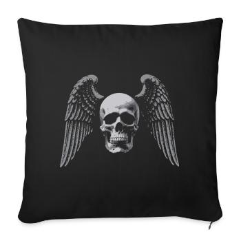Emblème gothique du crâne ailé - Housse de coussin décorative 45 x 45 cm - noir - Devant