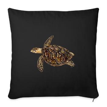 Hawksbill turtle - Hawksbill turtle Tortue imbriquee - Sofa pillowcase 17,3'' x 17,3'' (45 x 45 cm) - black - Front