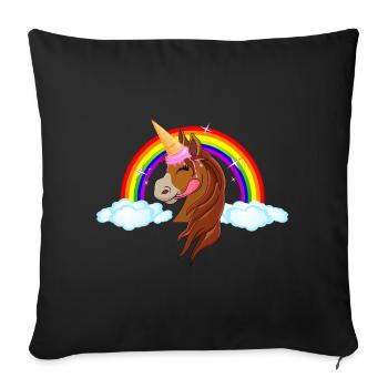 Pony with ice cream - ice horn unicorn rainbow fairy tale - Sofa pillowcase 17,3'' x 17,3'' (45 x 45 cm) - black - Front