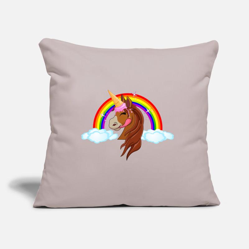 Pony mit Eis - Eishorn Einhorn Regenbogen Märchen Sofakissenbezug 45 x 45 cm