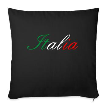 Italia écriture couleur drapeau - Housse de coussin décorative 45 x 45 cm - noir - Devant