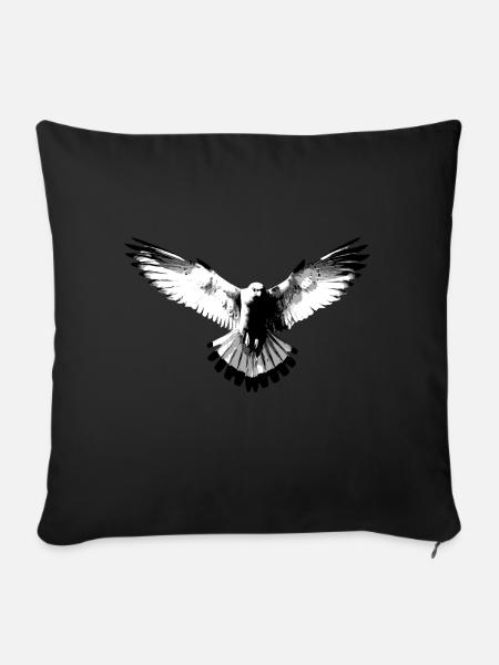 Faucon noir et blanc - Housse de coussin décorative 45 x 45 cm - noir