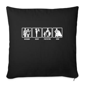 Super Papa cadeau héros fête des pères papa chemise - Housse de coussin décorative 45 x 45 cm - noir - Devant