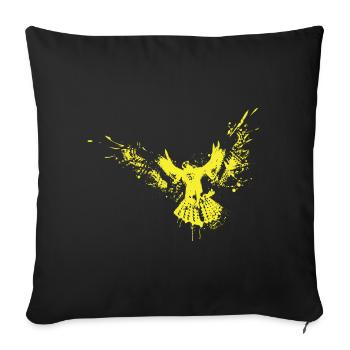 Bird abstract art dove yellow - Sofa pillowcase 17,3'' x 17,3'' (45 x 45 cm) - black - Front