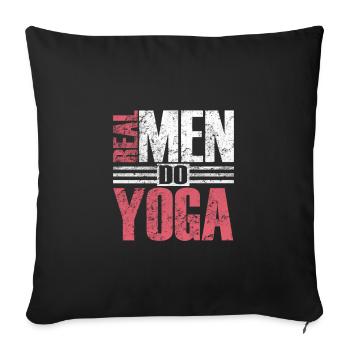 Les vrais hommes font du yoga - Housse de coussin décorative 45 x 45 cm - noir - Devant