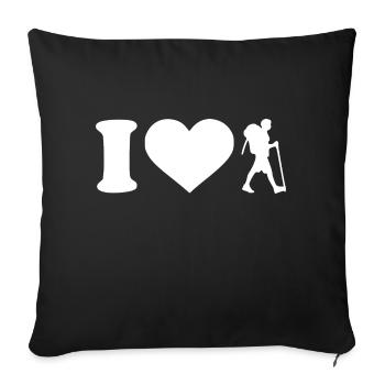 J'aime faire de la randonnée blanche - Housse de coussin décorative 45 x 45 cm - noir - Devant
