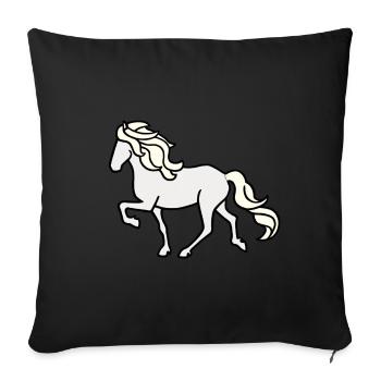 Cheval islandais, cheval blanc, brillant - Housse de coussin décorative 45 x 45 cm - noir - Devant