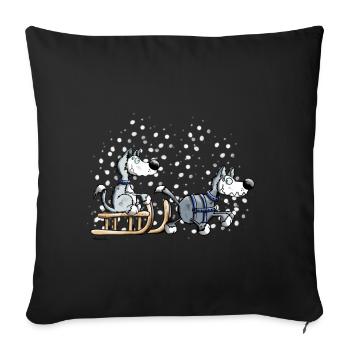 Huskies in the snow - Sofa pillowcase 17,3'' x 17,3'' (45 x 45 cm) - black - Front
