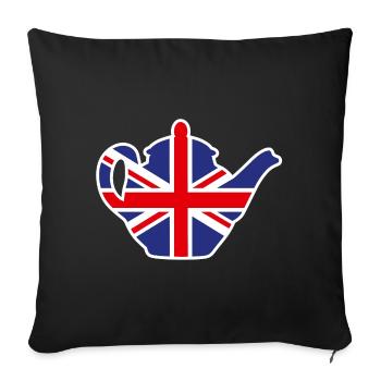 British United Kingdom teapot Union Jack - Sofa pillowcase 17,3'' x 17,3'' (45 x 45 cm) - black - Front