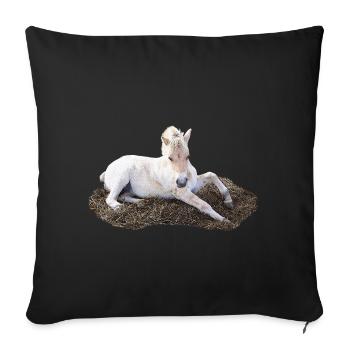 Lying foal in straw, baby animal designs - Sofa pillowcase 17,3'' x 17,3'' (45 x 45 cm) - black - Front