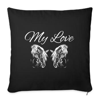 Horse, Horses - Sofa pillowcase 17,3'' x 17,3'' (45 x 45 cm) - black - Front
