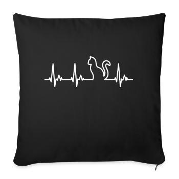 Cat kitten heartbeat heart rate EKG - Sofa pillowcase 17,3'' x 17,3'' (45 x 45 cm) - black - Front