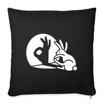Lapin main d’ombre OK signe de geste Ok pico bello - Housse de coussin décorative 45 x 45 cm - noir - Devant