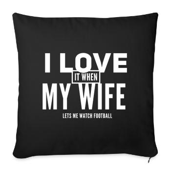 J’aime ma femme Football Design - Housse de coussin décorative 45 x 45 cm - noir - Devant