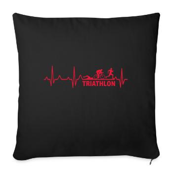 Triathlètes battement de coeur triathlon heartbeat - Housse de coussin décorative 45 x 45 cm - noir - Devant