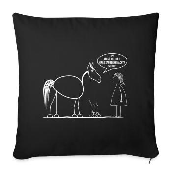 Pferd Pferdeliebahber Stall Reitstall Koppel Pony - Sofakissenbezug 45 x 45 cm - Schwarz - Vorne