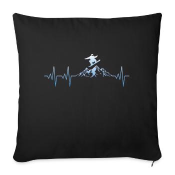 Snowboarder Snowboard battement de cœur - Housse de coussin décorative 45 x 45 cm - noir - Devant