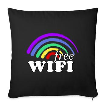 Kostenloses Regenbogen WiFi - Free Rainbow WiFi - Sofakissenbezug 45 x 45 cm - Schwarz - Vorne