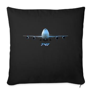 747 Flugzeug Airline Jumbojet - Sofakissenbezug 45 x 45 cm - Schwarz - Vorne
