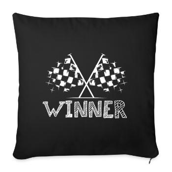 Icône du gagnant Flag Car Racing Logo icône - Housse de coussin décorative 45 x 45 cm - noir - Devant