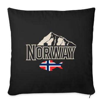 Norvège Pêche Pêcheur Pêcheur - Housse de coussin décorative 45 x 45 cm - noir - Devant