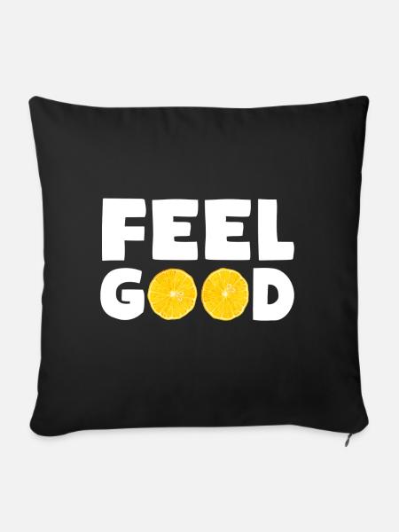 FEEL GOOD Zitronen - Sofakissenbezug 45 x 45 cm - Schwarz