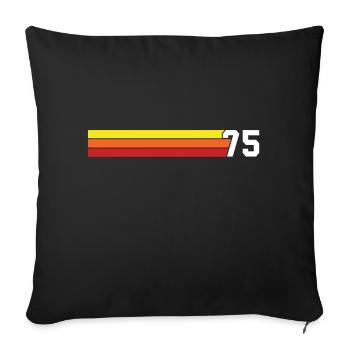 T-shirt rétro 1975 75 millésime 1975 - Housse de coussin décorative 45 x 45 cm - noir - Devant