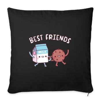 Süße Milch und Kekse Beste Freunde - Sofakissenbezug 45 x 45 cm - Schwarz - Vorne