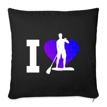 Stand up Paddle Board Femme Standup Paddleboard - Housse de coussin décorative 45 x 45 cm - noir - Devant