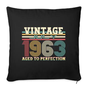 Vintage July 1963 59th birthday Men 59 years - Sofa pillowcase 17,3'' x 17,3'' (45 x 45 cm) - black - Front