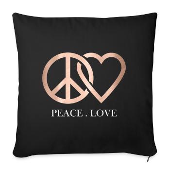 Peace and love weis - Sofa pillowcase 17,3'' x 17,3'' (45 x 45 cm) - black - Front