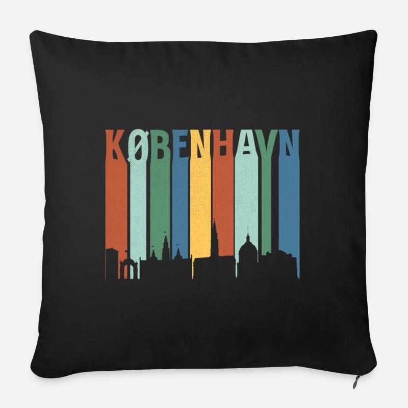 København Neon Skyline Muster - Sofakissenbezug 45 x 45 cm - Schwarz