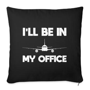 Airplane Pilot Flying Office Cockpit I Gift - Sofa pillowcase 17,3'' x 17,3'' (45 x 45 cm) - black - Front