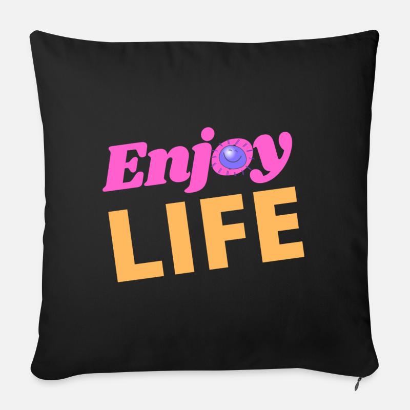 PROFITEZ DE LA VIE - Housse de coussin décorative 45 x 45 cm - noir