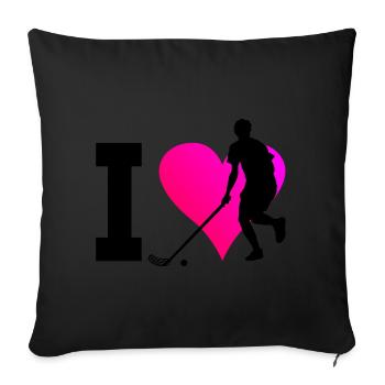 Floorball Floorball Hommes Floorball Jeux - Housse de coussin décorative 45 x 45 cm - noir - Devant