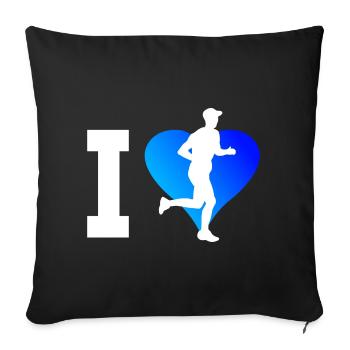Jogging Hommes Course Marathon Femmes - Housse de coussin décorative 45 x 45 cm - noir - Devant