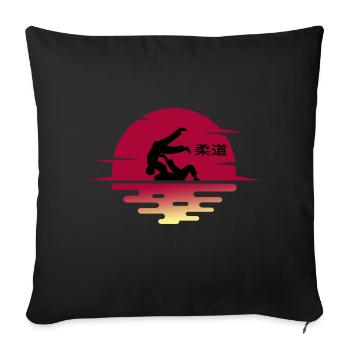 judo judoka dan ceinture noire hajime - Housse de coussin décorative 45 x 45 cm - noir - Devant