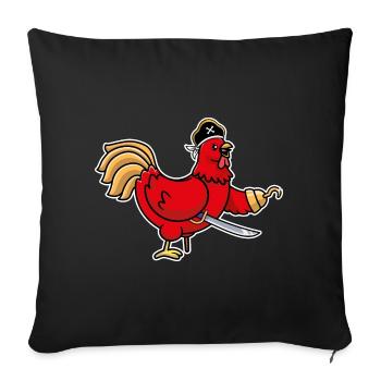 Humour Poule Drôle Animal Coq pirate Poulet Poule - Housse de coussin décorative 45 x 45 cm - noir - Devant
