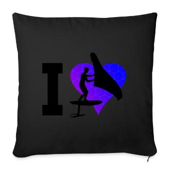 wingfoil femmes foil hydrofoil wingsurf - Housse de coussin décorative 45 x 45 cm - noir - Devant