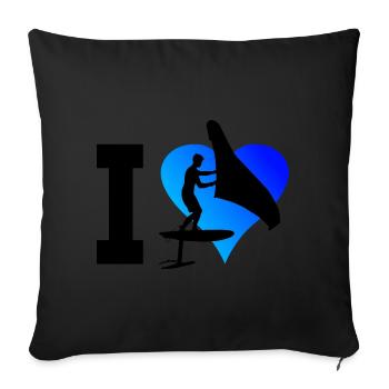 Damen wingsurfen wingsurf foilwing Herren - Sofakissenbezug 45 x 45 cm - Schwarz - Vorne