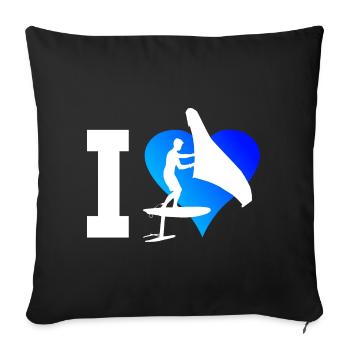 foilwing hydrofoil Women wingsurf wingfoil - Sofa pillowcase 17,3'' x 17,3'' (45 x 45 cm) - black - Front
