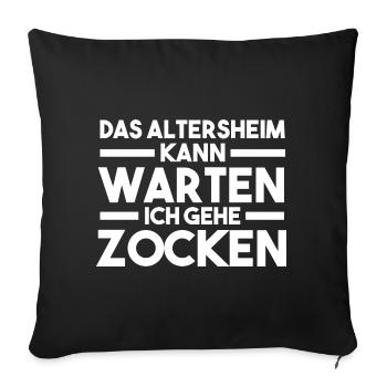 Gaming Ruhestand Rente Zocken Zocker Gamer - Sofakissenbezug 45 x 45 cm - Schwarz - Vorne