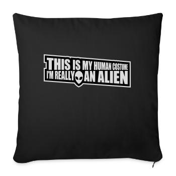 Citation extraterrestre de costume humain - Housse de coussin décorative 45 x 45 cm - noir - Devant