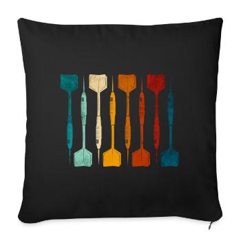 Dart Retro Darts Player - Sofa pillowcase 17,3'' x 17,3'' (45 x 45 cm) - black - Front