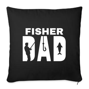 pêche, pêcheur, fan de pêche - Housse de coussin décorative 45 x 45 cm - noir - Devant