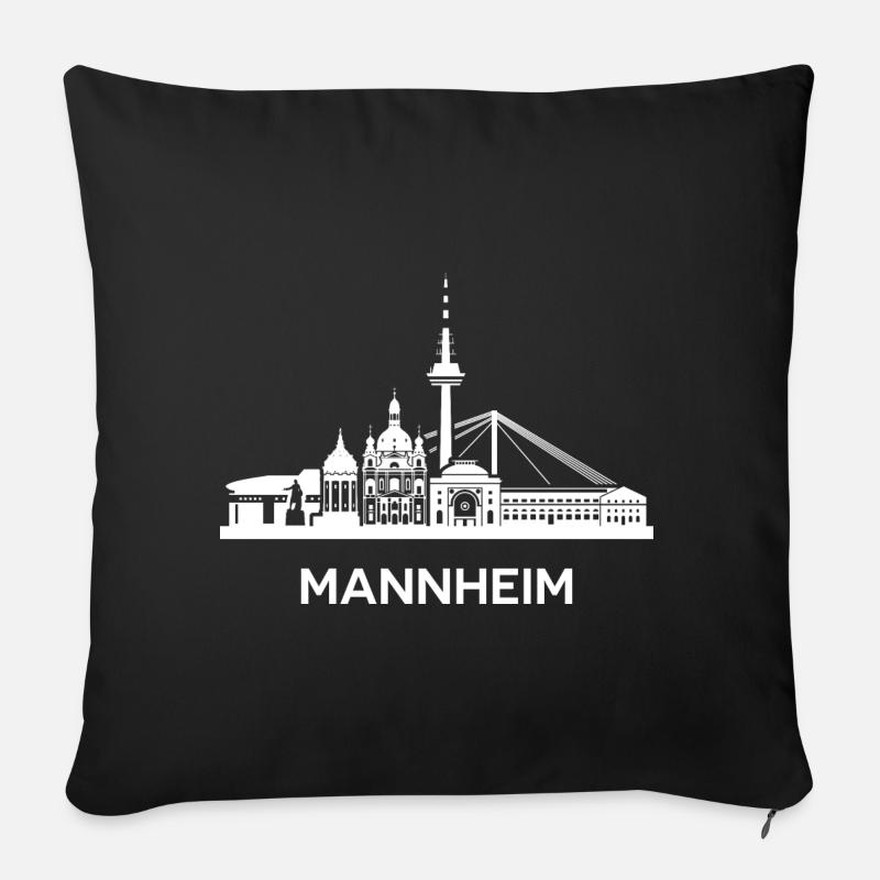 Mannheim, weiß - Sofakissenbezug 45 x 45 cm - Schwarz